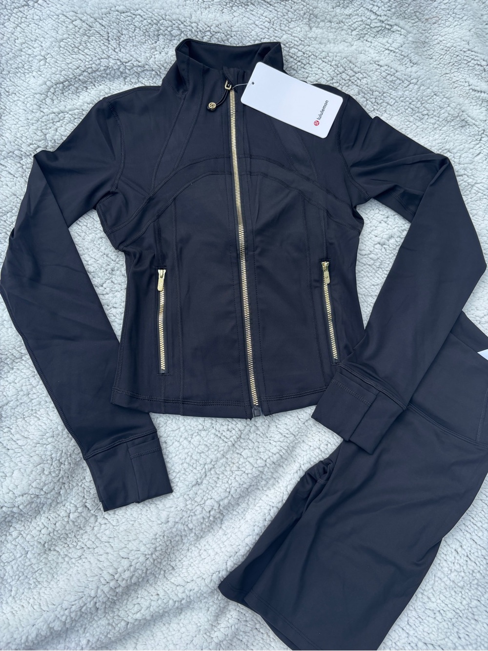 lululemon athletica Black Zip-Front Active Jacket with Gold Zippers